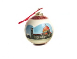 Pallina Sfera Natalizia in Ceramica con Duomo di Firenze dia 6 cm, H 7,5 cm