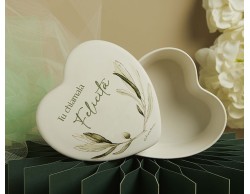 Bomboniera Matrimonio Claraluna 2026 Scatola Cuore in Ceramica Felicita Claraluna Decoro Ulivo