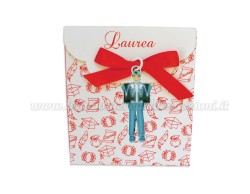 Bomboniera Laurea radiologia uomo - Ciondolo in bagno argento Smaltato con Scatola