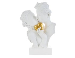 Bomboniera matrimonio le stelle Coppia Bacio in Resina con Cuore Dorato grande